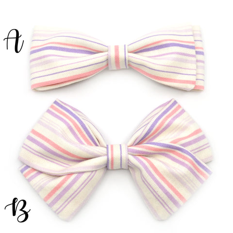 Lavender and Pink Striped Bow Tie OR Anna Bow