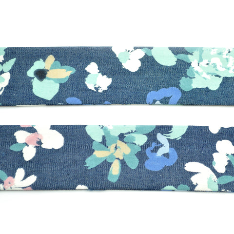 Denim Blue Floral Bow Tie OR Anna Bow