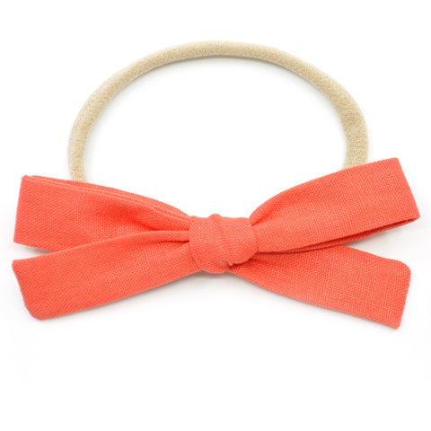 Campfire Orange Linen Leni Bow, Headband or Clip