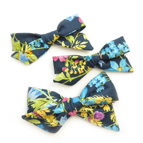 Navy Tropical Floral Evy Bow, Infant Headband