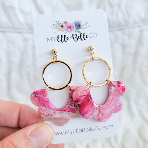 Hot Pink Marbled Earrings