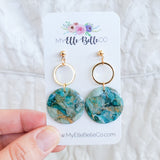 Ocean Blue Marbled Earrings