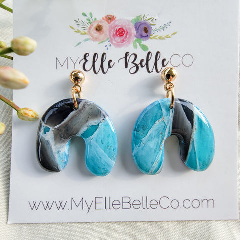 Turquoise & Black Faux Stone Earrings