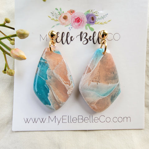 Blush & Turquoise Faux Stone Earrings