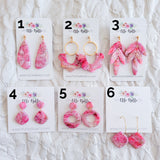 Hot Pink Marbled Earrings