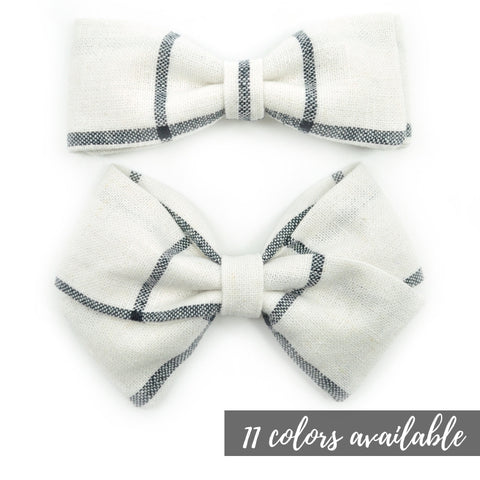 Linen Bow Tie OR Anna Bow in 11 colors, Newborn Headband or Clip