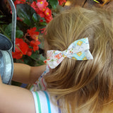 Vintage Ivory, Blue, & Rust Floral Evy Bow, Newborn Headband or Clip