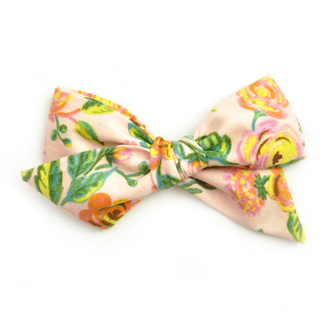 Blush Floral Rifle Paper Co Large Evy Bow