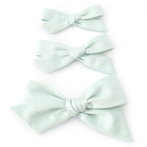 Aqua Shimmer Evy Bow, Newborn Headband or Clip