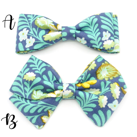 Turquoise Tropical Floral Bow Tie OR Anna Bow