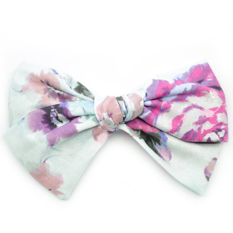 Ice Blue & Purple Floral Rona Bow