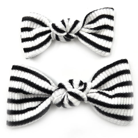 Black & White Striped Knot Bows