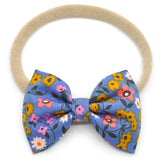 Dark Periwinkle Floral Belle Bow, Tuxedo Bow