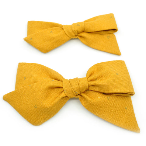 Mustard & Navy Crescents Evy Bow, Newborn Headband