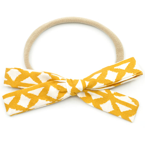 Geometric Mustard Leni Bow, Headband or Clip