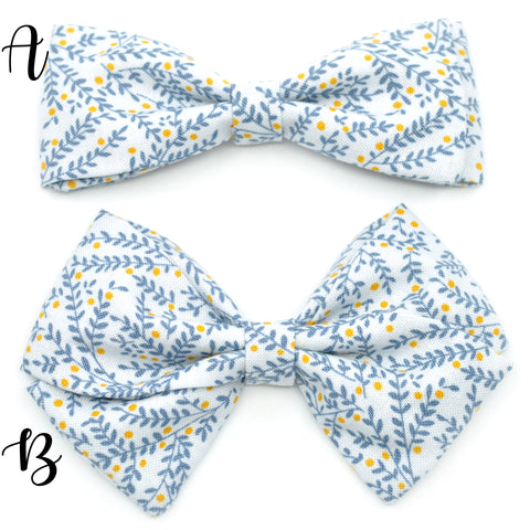 Dusty Gray & Blue Vines Bow Tie OR Anna Bow