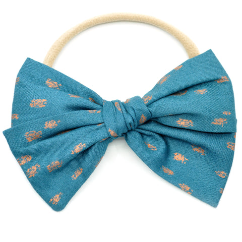 Teal with Metallic Copper Dots Rona Bow