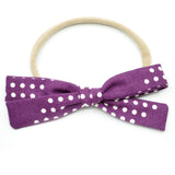 Purple & White Polka Dot Leni Bow, Headband or Clip