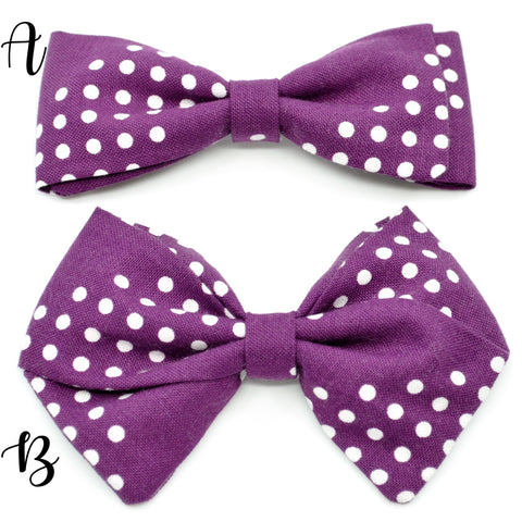 Purple & White Polka Dot Bow Tie OR Anna Bow