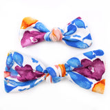 Blue, Orange, & Purple Floral Knot Bows