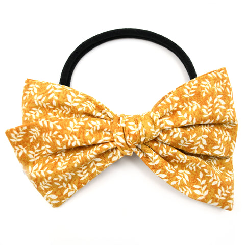 Mustard & White Leaves Rona Bow