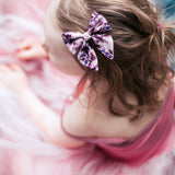 Vintage Neon Peachy Floral Elle Bow, Toddler Hairclip