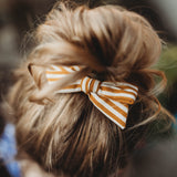 Campfire Orange Linen Evy Bow, Newborn Headband