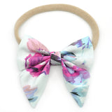 Ice Blue & Purple Floral Elle Bow, Toddler Hairclip