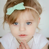 Denim Blue Floral Evy Bow, Newborn Headband