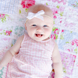 Baby Pink & White Polka Dot Evy Bow, Newborn Headband
