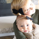 Black Lace Evy Bow, Newborn Headband or Clip
