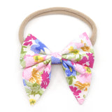Vintage Pink & Blue Floral Elle Bow, Toddler Hairclip