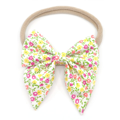 Tiny Yellow & Pink Floral Elle Bow, Toddler Hairclip